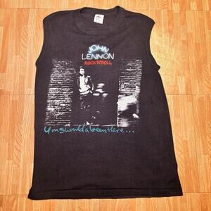 Vintage John Lennon Rock N Roll Sleeveless T-Shirt Made in USA Sz M 80s Beatles